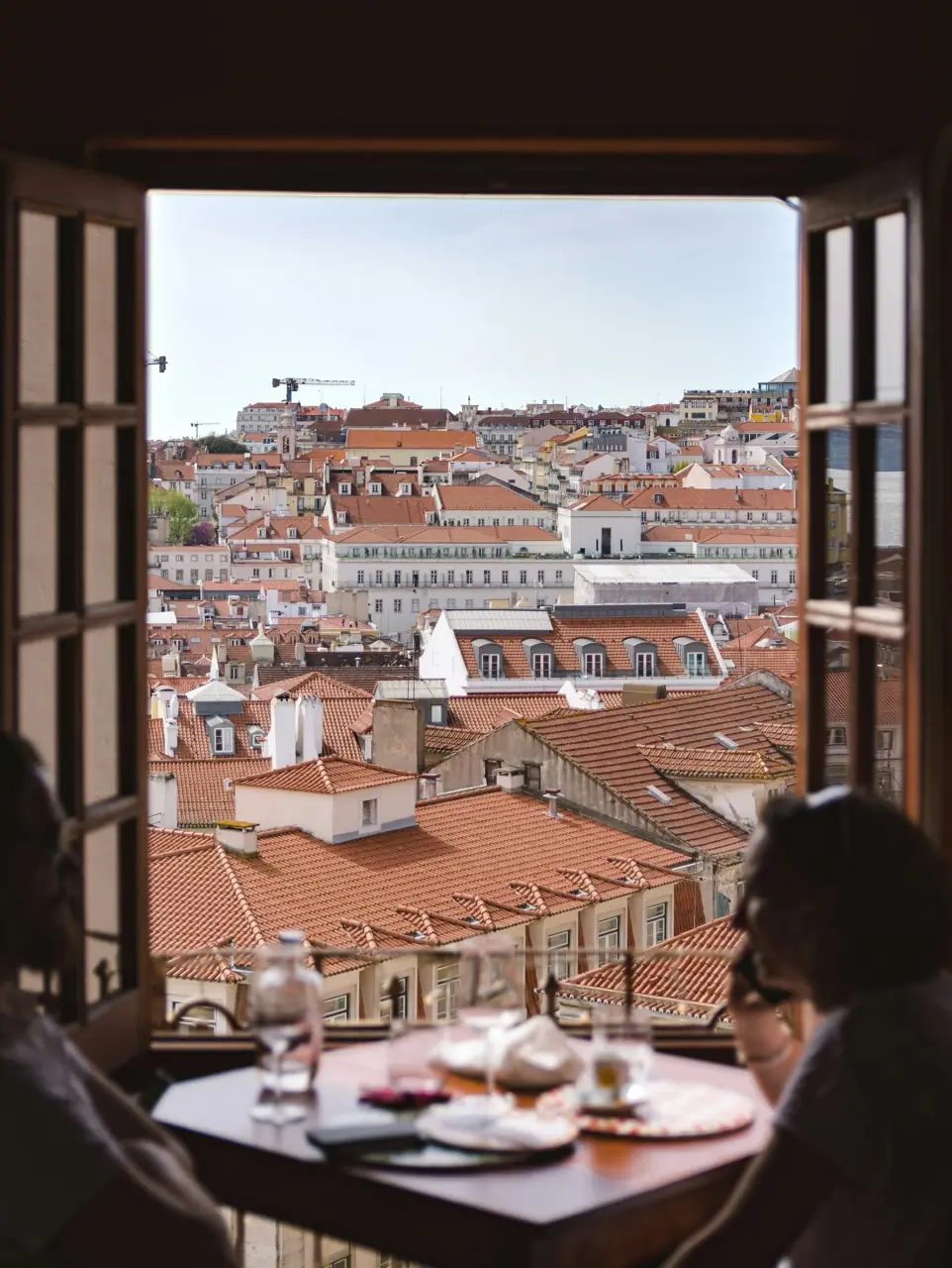 The terrace, looking out over the rooftops of Lisbon